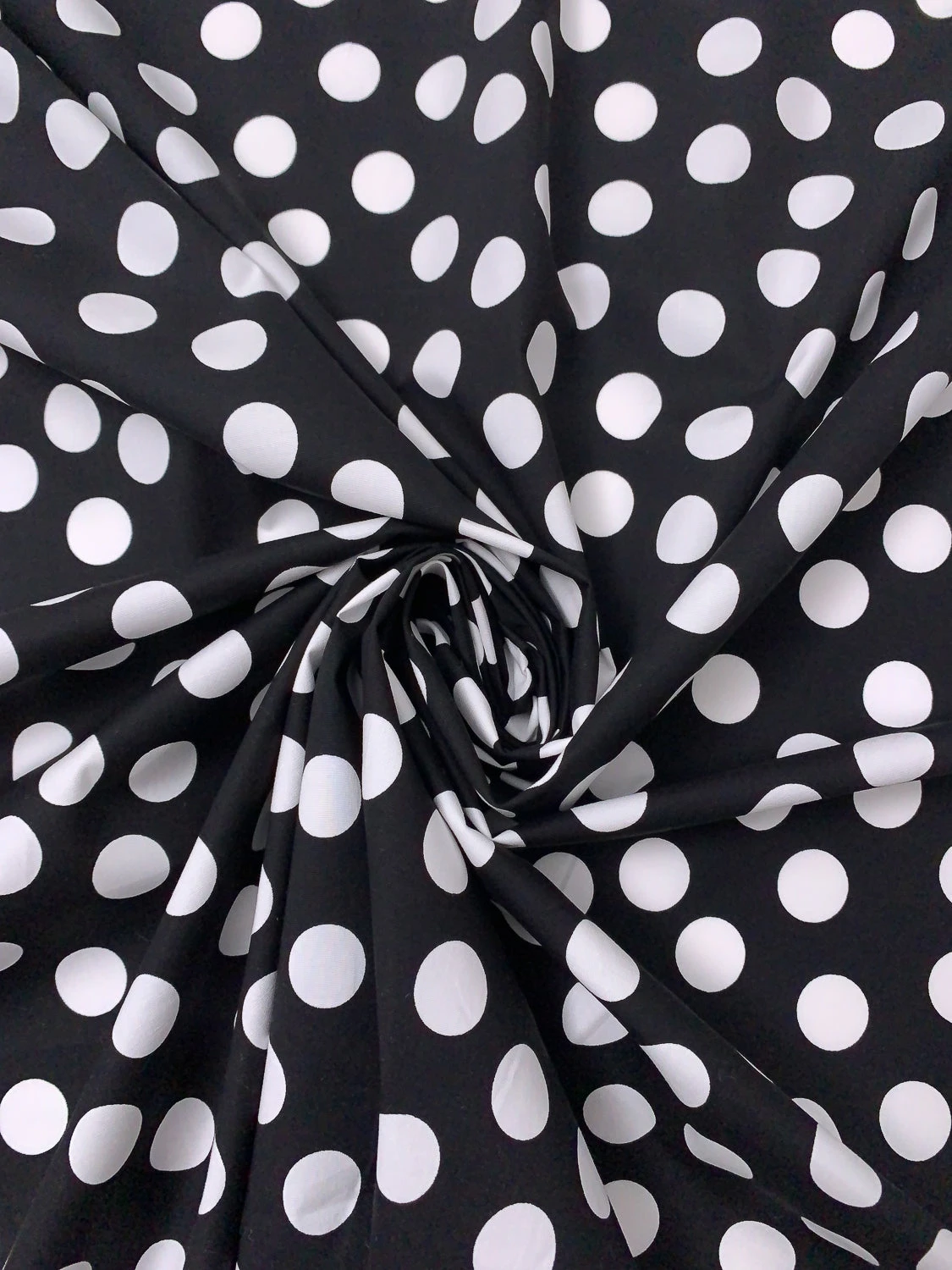 Polka Dot Printed Stretch Cotton Poplin - Black / White 3 Polka Dot Printed Stretch Cotton Poplin - Black / White