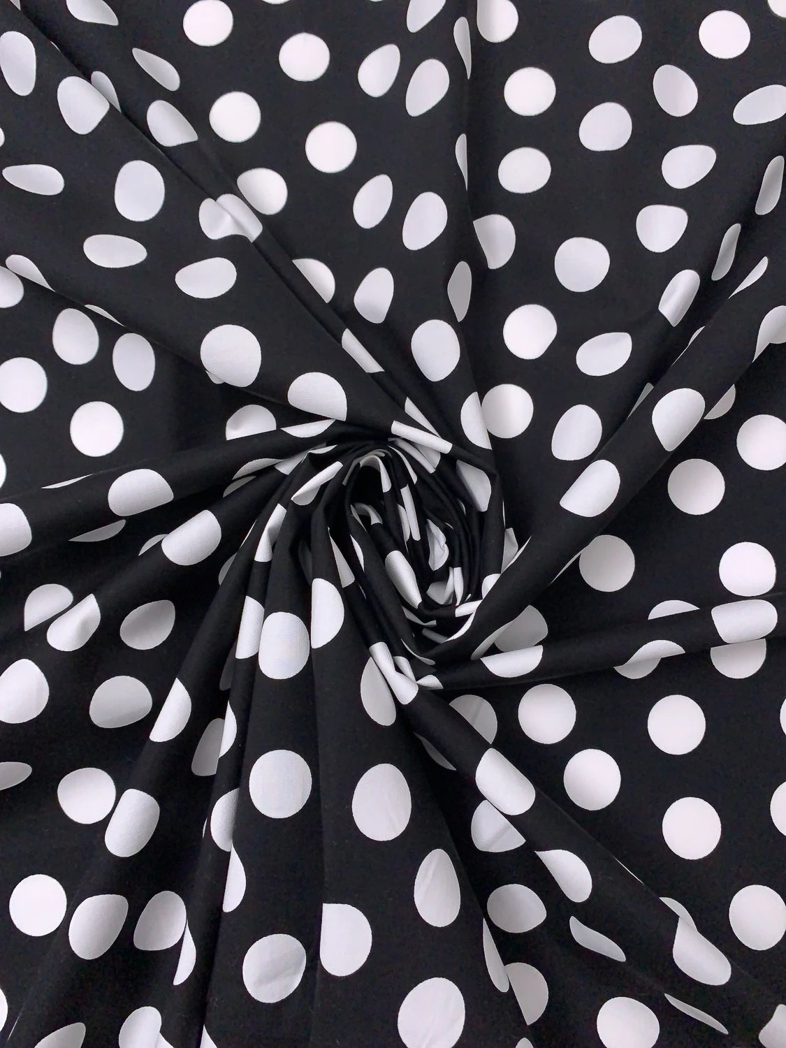 Polka Dot Printed Stretch Cotton Poplin - Black / White 5 Polka Dot Printed Stretch Cotton Poplin - Black / White - Image 3