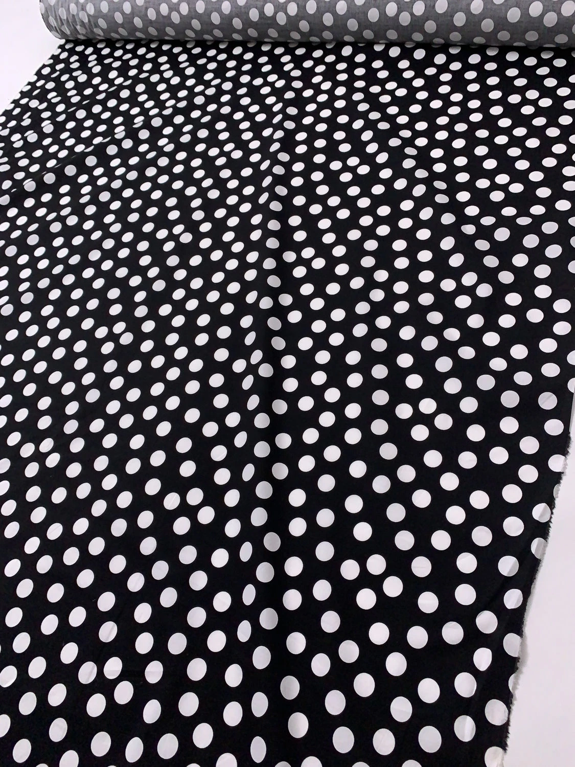 Polka Dot Printed Stretch Cotton Poplin - Black / White 9 Polka Dot Printed Stretch Cotton Poplin - Black / White - Image 7