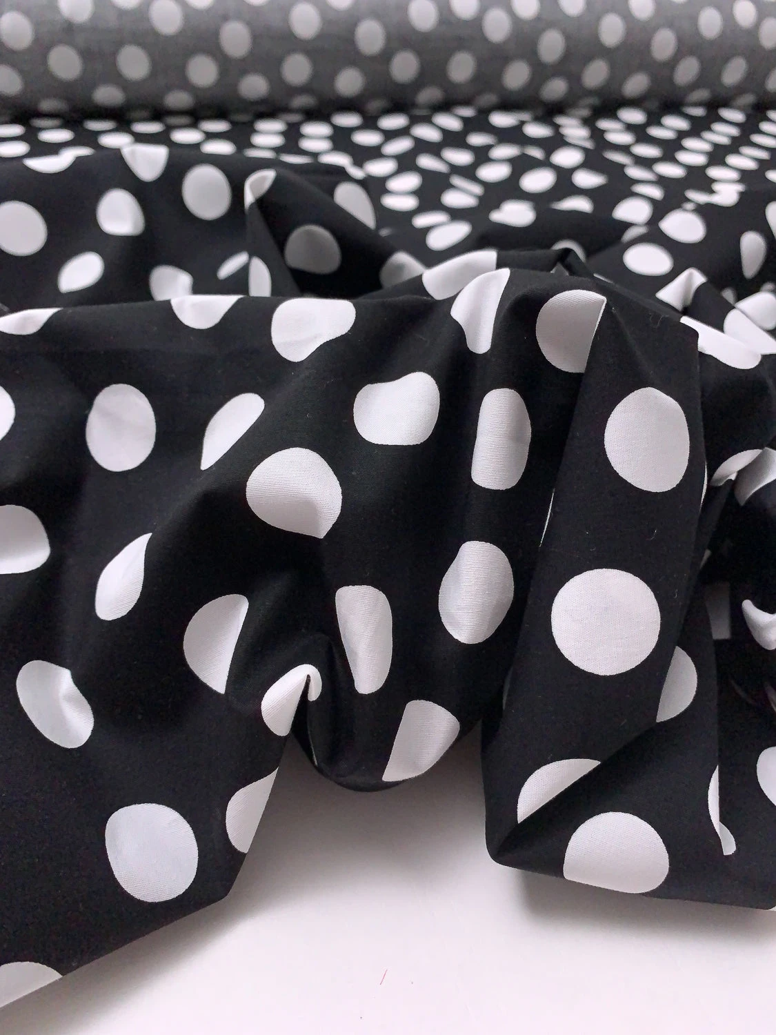 Polka Dot Printed Stretch Cotton Poplin - Black / White 11 Polka Dot Printed Stretch Cotton Poplin - Black / White - Image 9