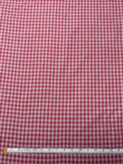 2-Ply Gingham Check And Striped Yarn-Dyed Double Cotton Voile - Raspberry / Nardo Grey -Fabrics And Fabrics Store 19437 5