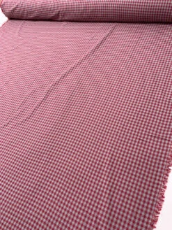 2-Ply Gingham Check And Striped Yarn-Dyed Double Cotton Voile - Raspberry / Nardo Grey -Fabrics And Fabrics Store 19437 8