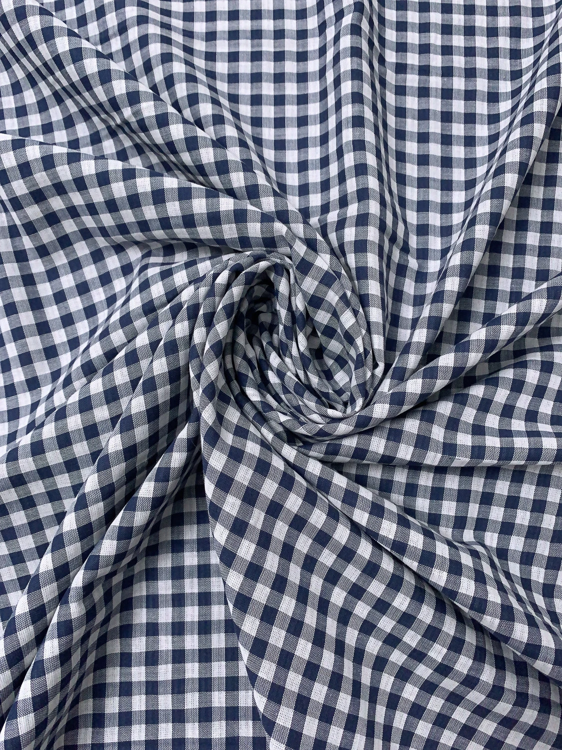 2-Ply Gingham Check And Striped Yarn-Dyed Double Cotton Voile - Navy / White 4 2-Ply Gingham Check And Striped Yarn-Dyed Double Cotton Voile - Navy / White - Image 2