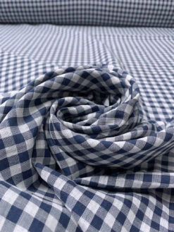 2-Ply Gingham Check And Striped Yarn-Dyed Double Cotton Voile - Navy / White 15 2-Ply Gingham Check And Striped Yarn-Dyed Double Cotton Voile - Navy / White -Fabrics And Fabrics Store 19438 3