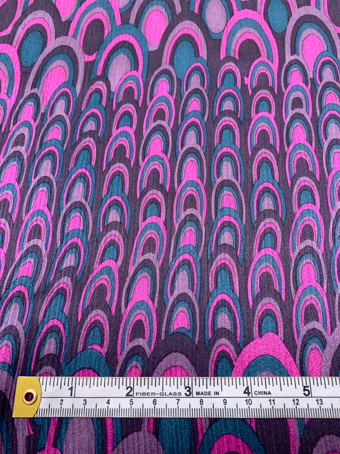 Art Deco Fish Scale Printed Crinkled Silk Charmeuse - Orchid Magenta / Purples / Teal 7 Art Deco Fish Scale Printed Crinkled Silk Charmeuse - Orchid Magenta / Purples / Teal - Image 5