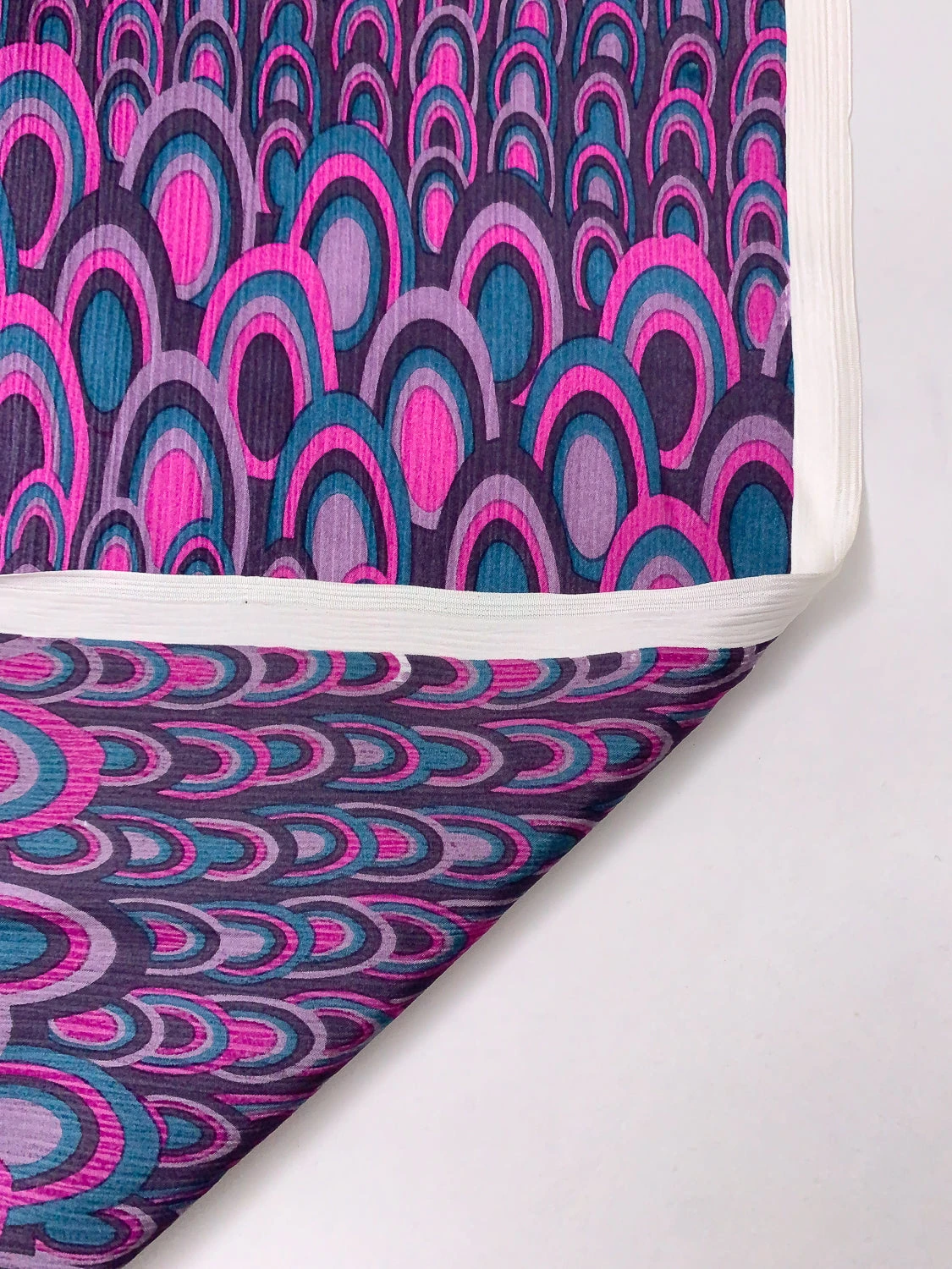 Art Deco Fish Scale Printed Crinkled Silk Charmeuse - Orchid Magenta / Purples / Teal 8 Art Deco Fish Scale Printed Crinkled Silk Charmeuse - Orchid Magenta / Purples / Teal - Image 6