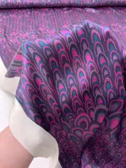 Art Deco Fish Scale Printed Crinkled Silk Charmeuse - Orchid Magenta / Purples / Teal 18 Art Deco Fish Scale Printed Crinkled Silk Charmeuse - Orchid Magenta / Purples / Teal -Fabrics And Fabrics Store 19449 8