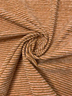 Yarn-Dyed Chenille Striped Tweed With Lurex Fibers - Peach / Ochre / Pearl Grey