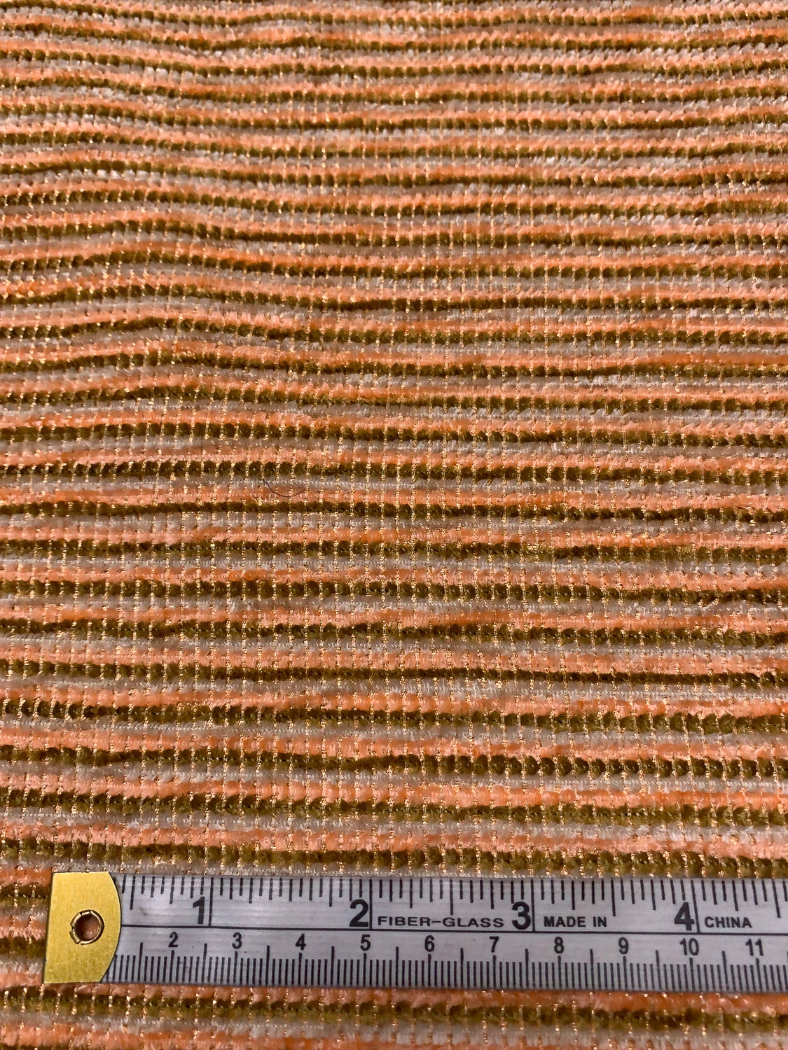 Yarn-Dyed Chenille Striped Tweed With Lurex Fibers - Peach / Ochre / Pearl Grey 4 Yarn-Dyed Chenille Striped Tweed With Lurex Fibers - Peach / Ochre / Pearl Grey - Image 2