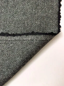 Herringbone Wool Blend Coating - Grey / Black -Fabrics And Fabrics Store 19464 6