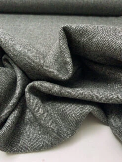 Herringbone Wool Blend Coating - Grey / Black -Fabrics And Fabrics Store 19464 9