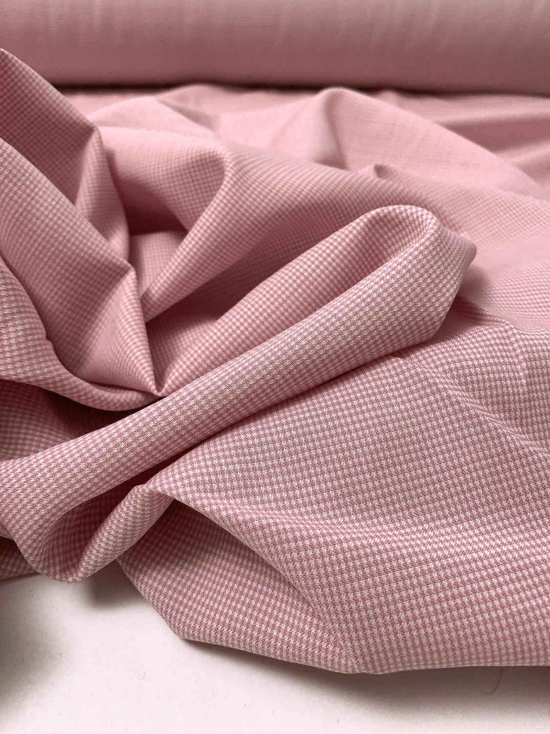 Made In England Mini Houndstooth Wool Suiting - Dusty Rose / Ivory 3 Made In England Mini Houndstooth Wool Suiting - Dusty Rose / Ivory