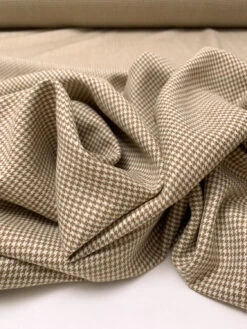 Italian Mini Houndsooth Wool Suiting - Taupe / Off-White -Fabrics And Fabrics Store 19498 8