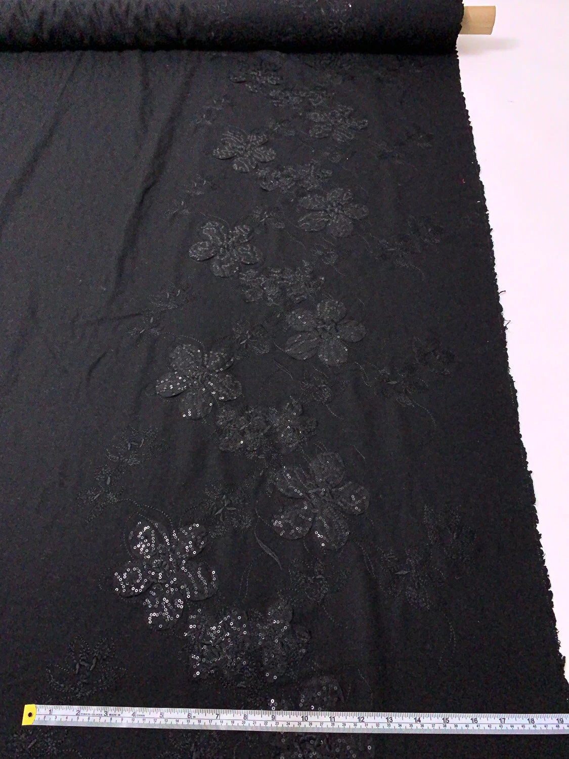 Wool Blend Flannel With Embellished Border - Black 12 Wool Blend Flannel With Embellished Border - Black - Image 10