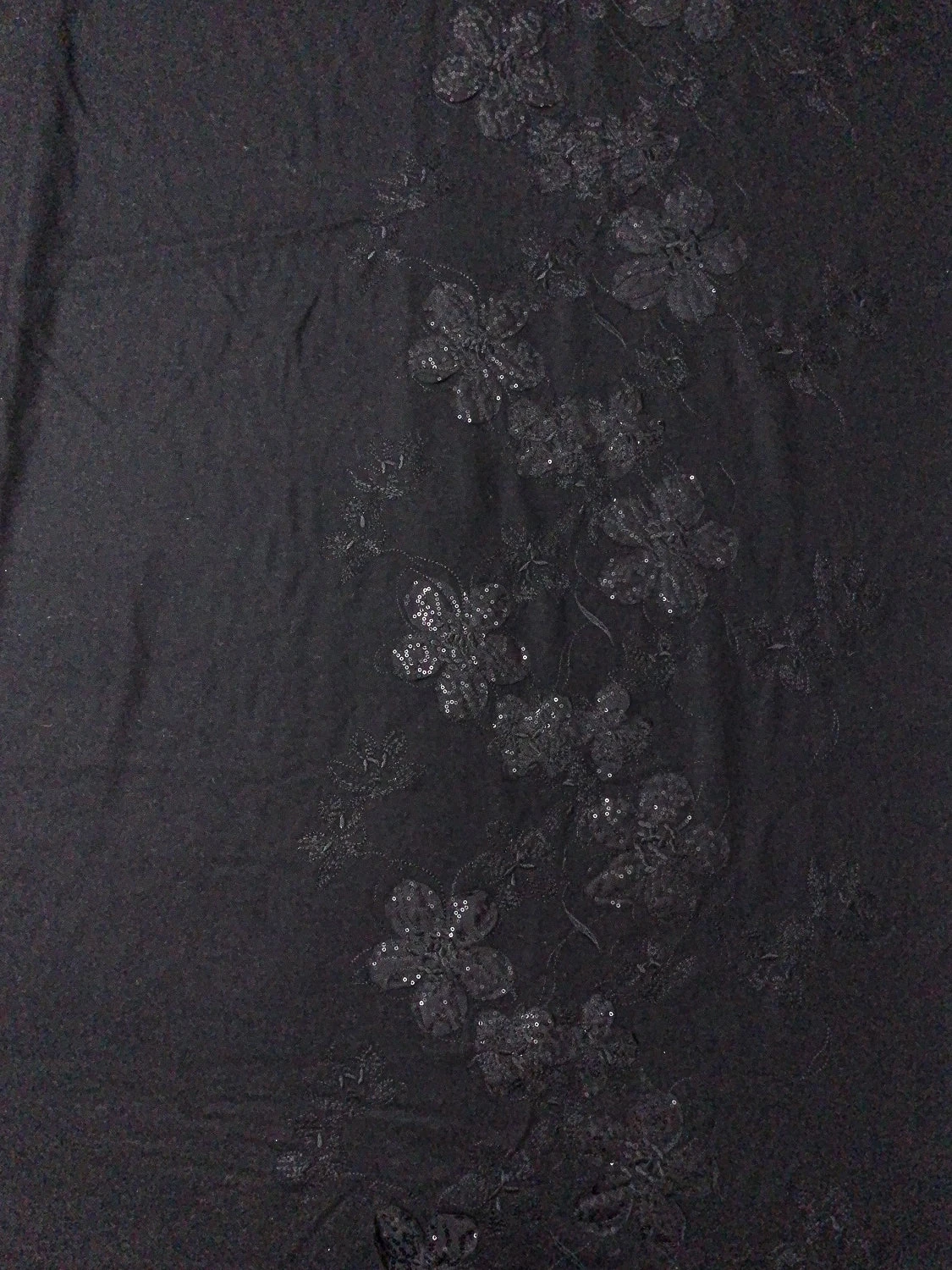 Wool Blend Flannel With Embellished Border - Black 7 Wool Blend Flannel With Embellished Border - Black - Image 5