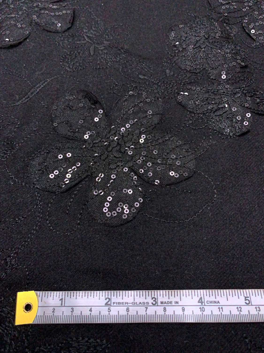 Wool Blend Flannel With Embellished Border - Black 11 Wool Blend Flannel With Embellished Border - Black - Image 9