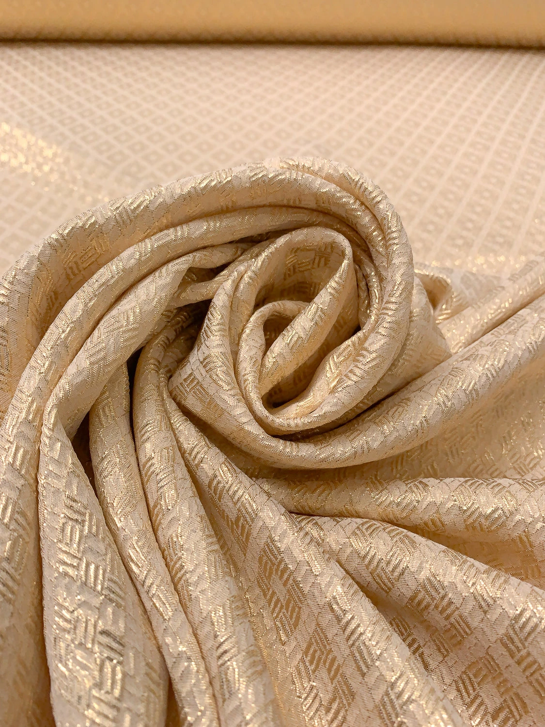 Italian Geometric Soft Jacquard Lamé - Gold 6 Italian Geometric Soft Jacquard Lamé - Gold - Image 4