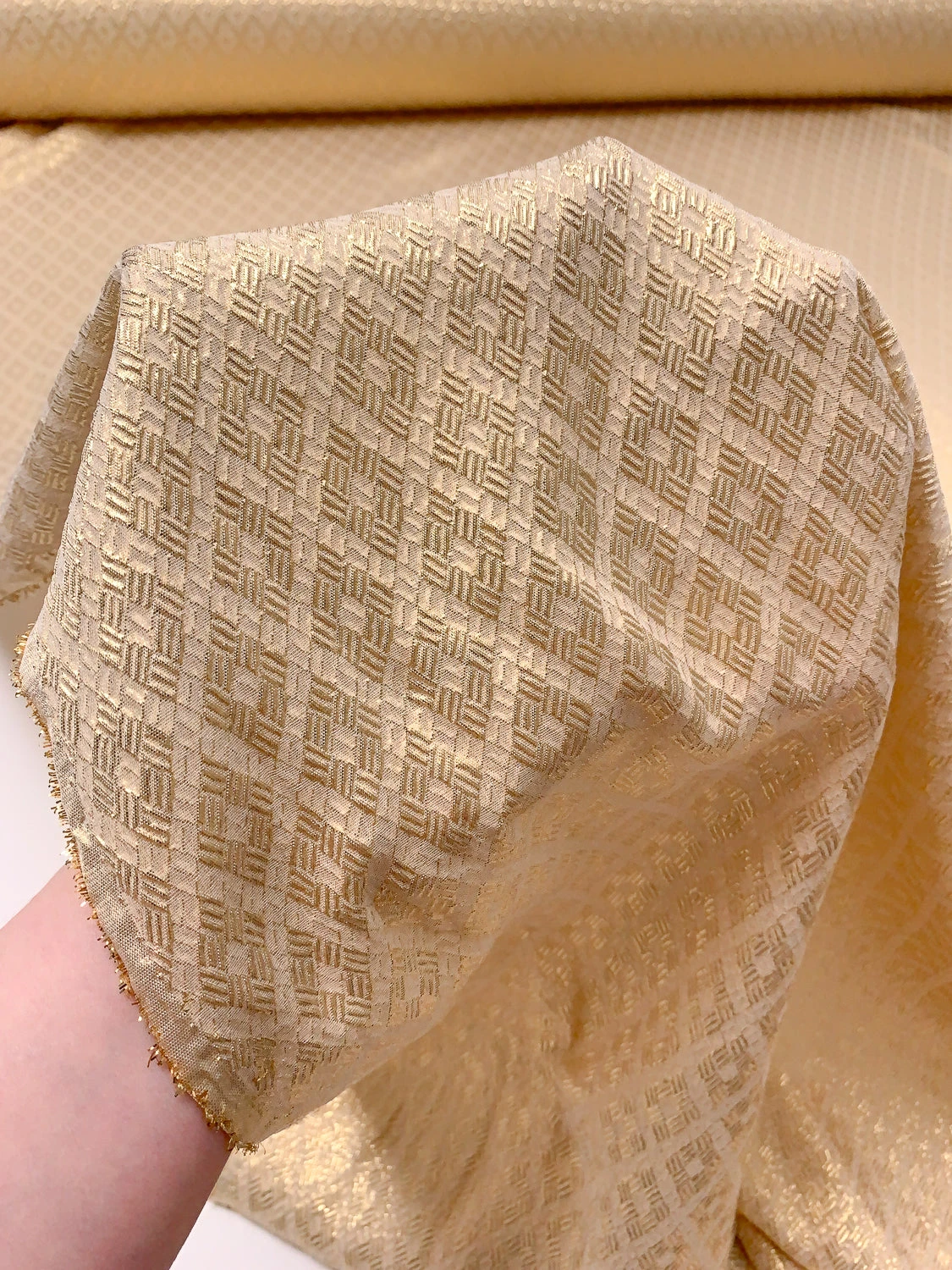 Italian Geometric Soft Jacquard Lamé - Gold 12 Italian Geometric Soft Jacquard Lamé - Gold - Image 10