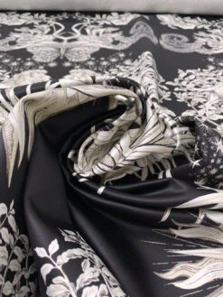 Lions Snakes And Floral Medallions Printed Cotton Sateen Panel - Black / White / Beige 17 Lions Snakes And Floral Medallions Printed Cotton Sateen Panel - Black / White / Beige -Fabrics And Fabrics Store 19547 3