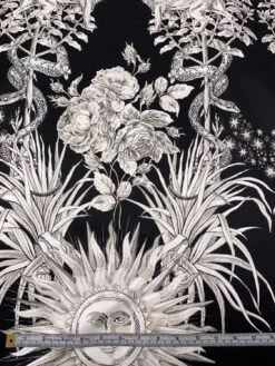 Lions Snakes And Floral Medallions Printed Cotton Sateen Panel - Black / White / Beige 18 Lions Snakes And Floral Medallions Printed Cotton Sateen Panel - Black / White / Beige -Fabrics And Fabrics Store 19547 5