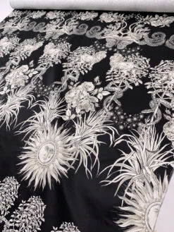 Lions Snakes And Floral Medallions Printed Cotton Sateen Panel - Black / White / Beige 21 Lions Snakes And Floral Medallions Printed Cotton Sateen Panel - Black / White / Beige -Fabrics And Fabrics Store 19547 8