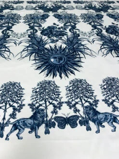 Lions Snakes And Floral Medallions Printed Cotton Sateen Panel - Blue / Off-White 24 Lions Snakes And Floral Medallions Printed Cotton Sateen Panel - Blue / Off-White -Fabrics And Fabrics Store 19550 10