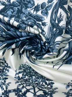 Lions Snakes And Floral Medallions Printed Cotton Sateen Panel - Blue / Off-White 16 Lions Snakes And Floral Medallions Printed Cotton Sateen Panel - Blue / Off-White -Fabrics And Fabrics Store 19550 2