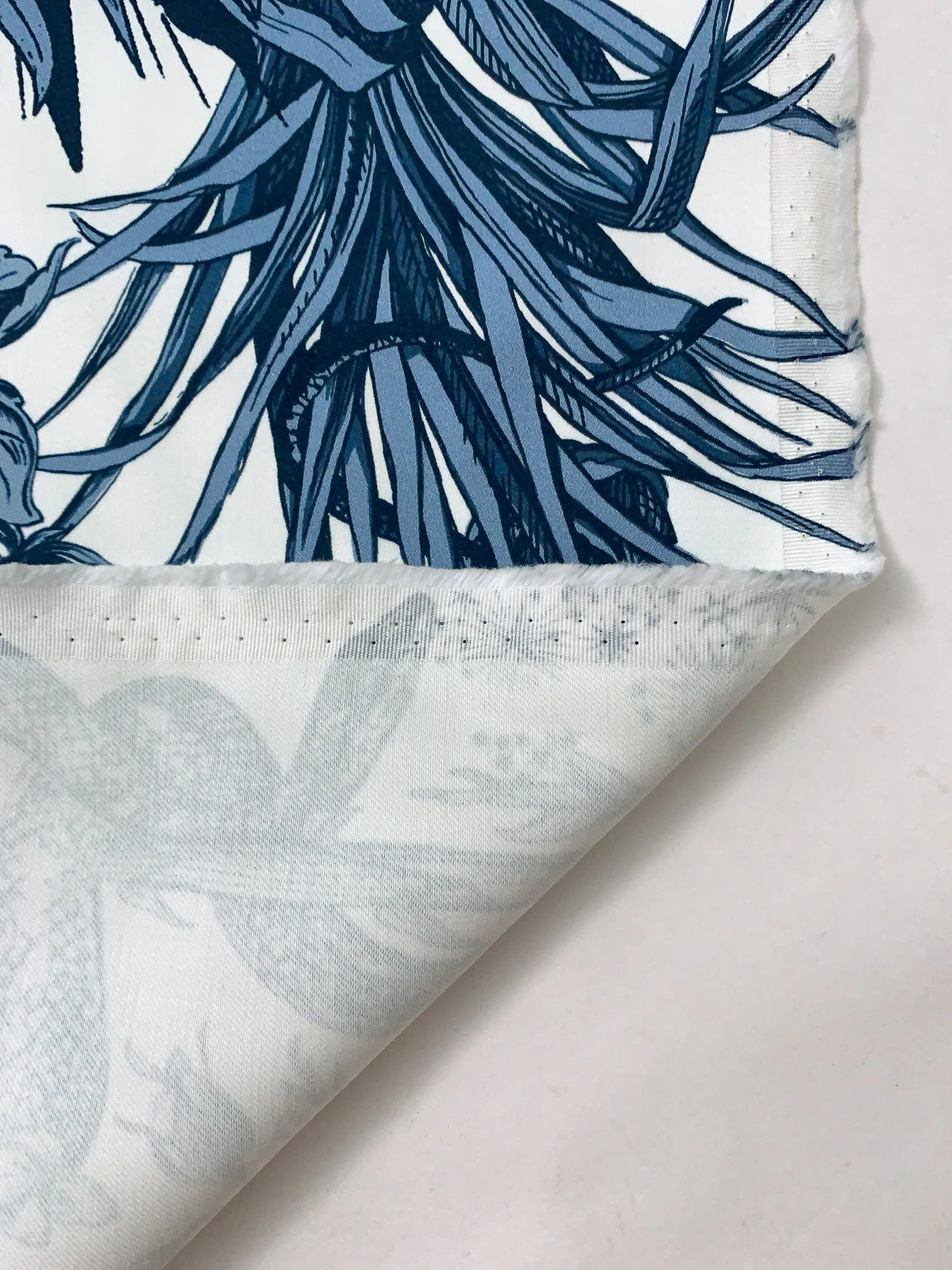 Lions Snakes And Floral Medallions Printed Cotton Sateen Panel - Blue / Off-White 10 Lions Snakes And Floral Medallions Printed Cotton Sateen Panel - Blue / Off-White - Image 8