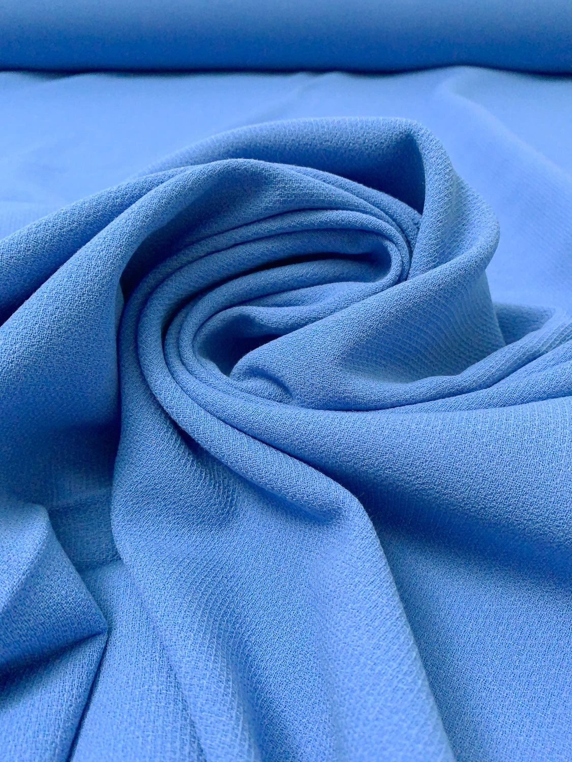 Italian Solid Stretch Double Wool Crepe - Cornflower Blue 3 Italian Solid Stretch Double Wool Crepe - Cornflower Blue