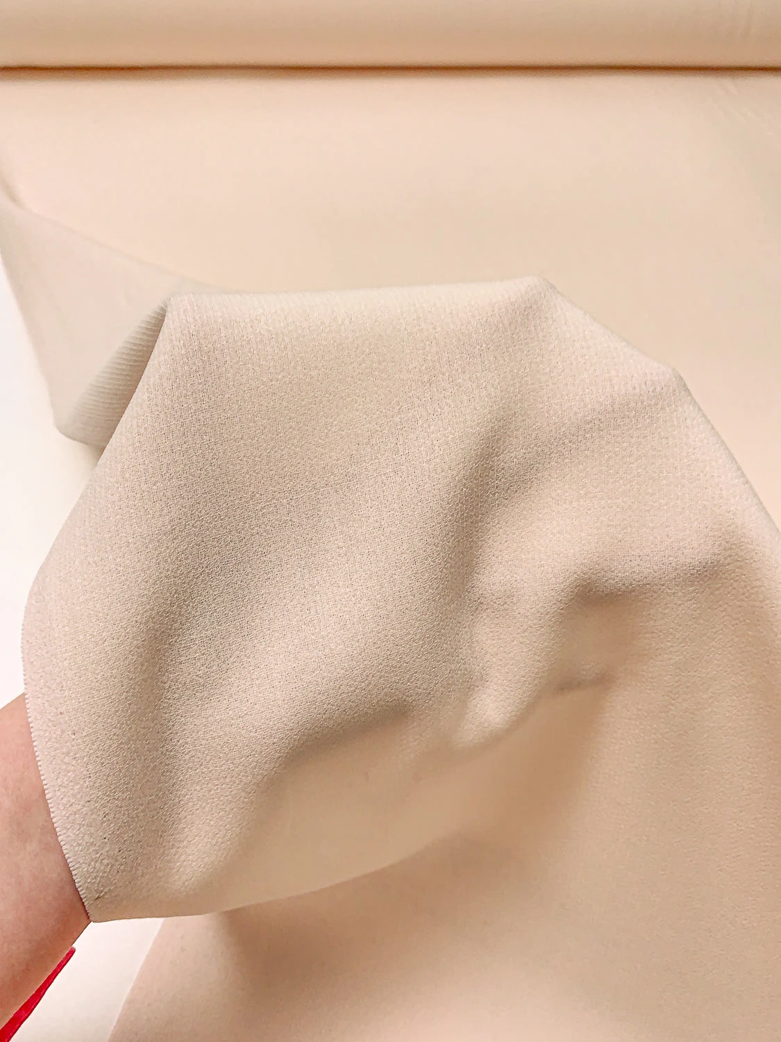 Italian Solid Stretch Double Wool Crepe - Champagne 4 Italian Solid Stretch Double Wool Crepe - Champagne - Image 2