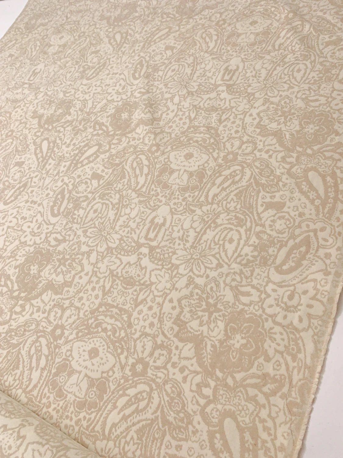 Italian Paisley Floral Double Face Wool Blend Brushed Coating - Beige / Tan 4 Italian Paisley Floral Double Face Wool Blend Brushed Coating - Beige / Tan - Image 2