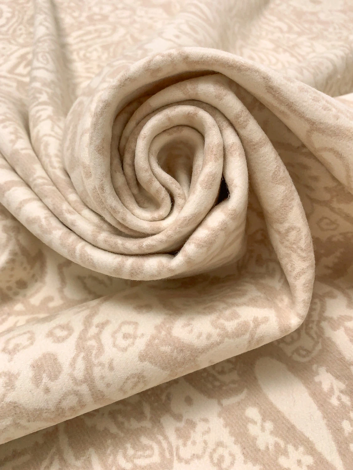 Italian Paisley Floral Double Face Wool Blend Brushed Coating - Beige / Tan 7 Italian Paisley Floral Double Face Wool Blend Brushed Coating - Beige / Tan - Image 5