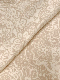 Italian Paisley Floral Double Face Wool Blend Brushed Coating - Beige / Tan