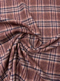 Italian Plaid Double Face Wool Blend Brushed Coating - Navy / Burnt Brick / Ivory 15 Italian Plaid Double Face Wool Blend Brushed Coating - Navy / Burnt Brick / Ivory -Fabrics And Fabrics Store 19564 1
