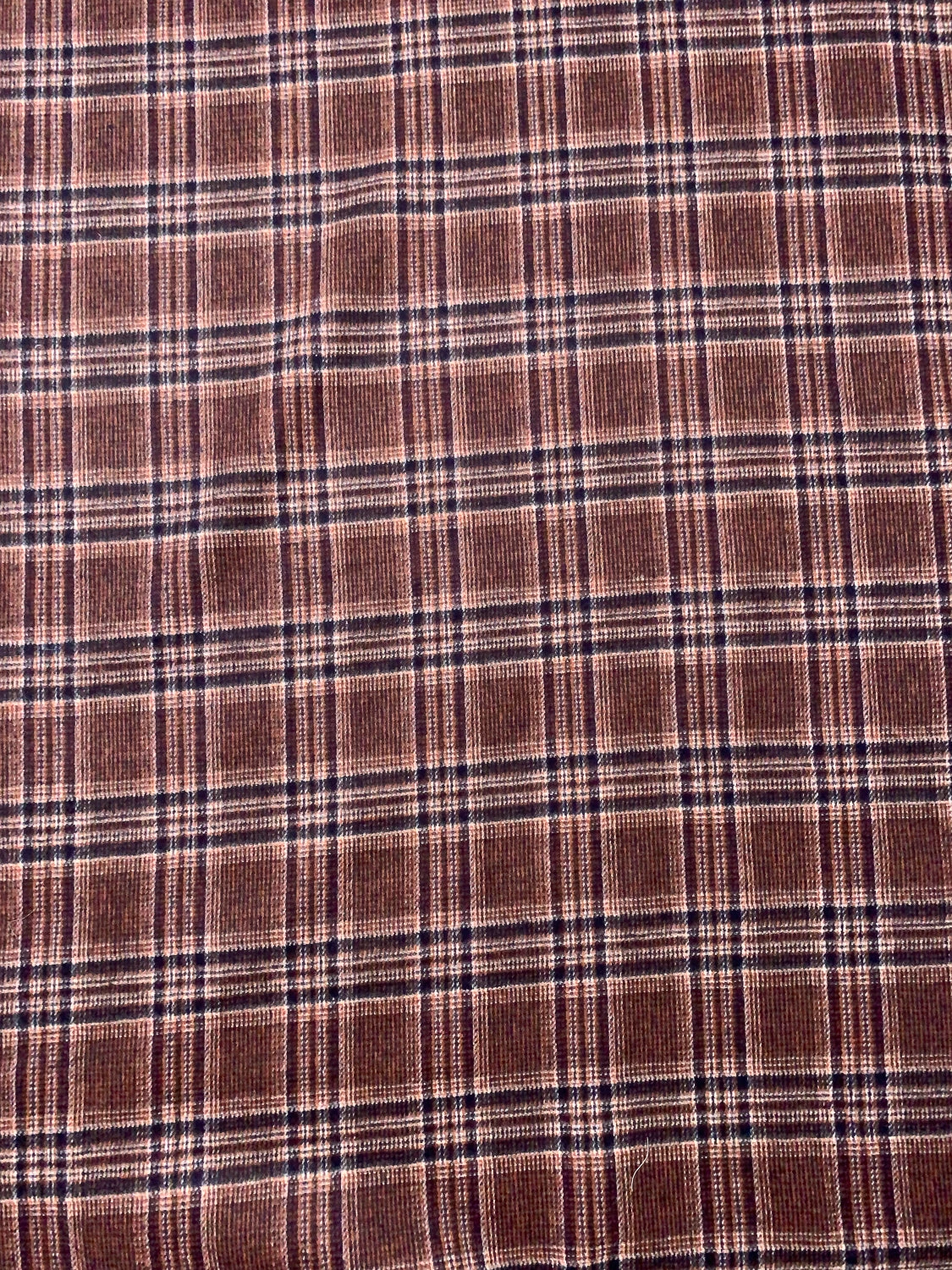 Italian Plaid Double Face Wool Blend Brushed Coating - Navy / Burnt Brick / Ivory 7 Italian Plaid Double Face Wool Blend Brushed Coating - Navy / Burnt Brick / Ivory - Image 5