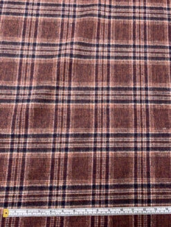 Italian Plaid Double Face Wool Blend Brushed Coating - Navy / Burnt Brick / Ivory 17 Italian Plaid Double Face Wool Blend Brushed Coating - Navy / Burnt Brick / Ivory -Fabrics And Fabrics Store 19564 4