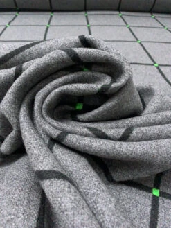 Italian Reversible Windowpane Jacket Weight Coating - Black / Green / Grey -Fabrics And Fabrics Store 19584 3