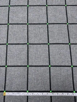Italian Reversible Windowpane Jacket Weight Coating - Black / Green / Grey -Fabrics And Fabrics Store 19584 5