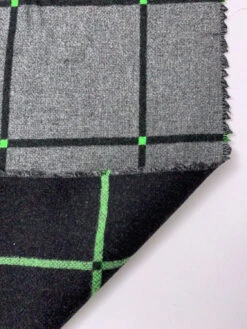 Italian Reversible Windowpane Jacket Weight Coating - Black / Green / Grey -Fabrics And Fabrics Store 19584 7