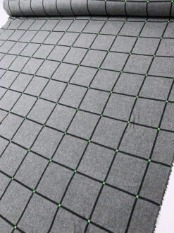 Italian Reversible Windowpane Jacket Weight Coating - Black / Green / Grey -Fabrics And Fabrics Store 19584 8