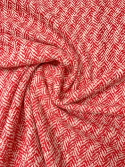 Italian Broken Herringbone Yarn-Dyed Wool Coating - Red / Ivory 13 Italian Broken Herringbone Yarn-Dyed Wool Coating - Red / Ivory -Fabrics And Fabrics Store 19591 2