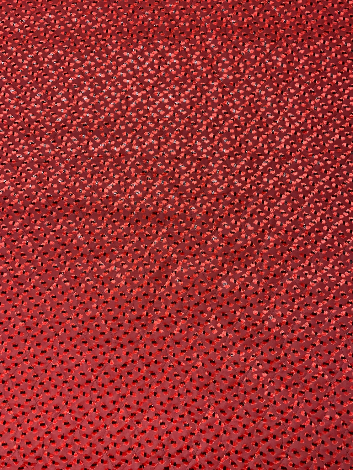 French Quilted Jacket Weight With Cut Panné Velvet And Lurex - Candy Red / Black 7 French Quilted Jacket Weight With Cut Panné Velvet And Lurex - Candy Red / Black - Image 5