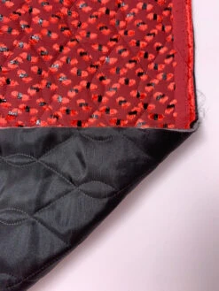 French Quilted Jacket Weight With Cut Panné Velvet And Lurex - Candy Red / Black