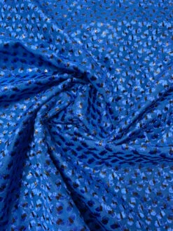 French Quilted Jacket Weight With Cut Panné Velvet And Lurex - Blue / Black