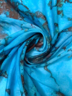 Italian Marble Inspired Printed Silk-Cotton Voile - Turquoise Blue / Dark Brown 13 Italian Marble Inspired Printed Silk-Cotton Voile - Turquoise Blue / Dark Brown -Fabrics And Fabrics Store 19595 2
