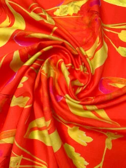 Italian Exotic Petals Printed Silk-Cotton Challis - Orange / Yellow / Magenta -Fabrics And Fabrics Store 19602 2