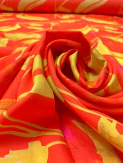 Italian Exotic Petals Printed Silk-Cotton Challis - Orange / Yellow / Magenta -Fabrics And Fabrics Store 19602 3