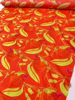 Italian Exotic Petals Printed Silk-Cotton Challis - Orange / Yellow / Magenta -Fabrics And Fabrics Store 19602 8