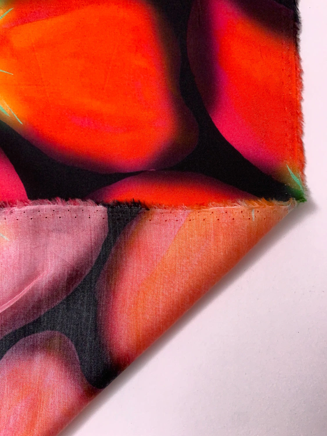 Italian Hazy Floral Petals Printed Silk-Cotton Challis - Orange / Green / Black / Purples 10 Italian Hazy Floral Petals Printed Silk-Cotton Challis - Orange / Green / Black / Purples - Image 8