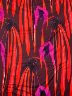 Italian Willowing Floral Printed Silk-Cotton Challis - Neon Coral / Wine Red / Orchid Pink